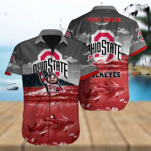 Custom Name Ohio State Buckeyes NCAA Logo Dolphin Beach Funny Hawaiian Shirt