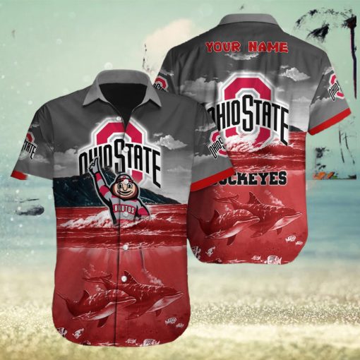 Custom Name Ohio State Buckeyes NCAA Logo Dolphin Beach Funny Hawaiian Shirt