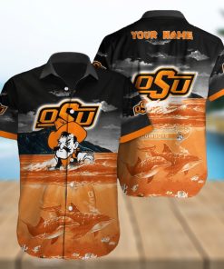 Custom Name Oklahoma State Cowboys NCAA Logo Dolphin Beach Funny Hawaiian Shirt