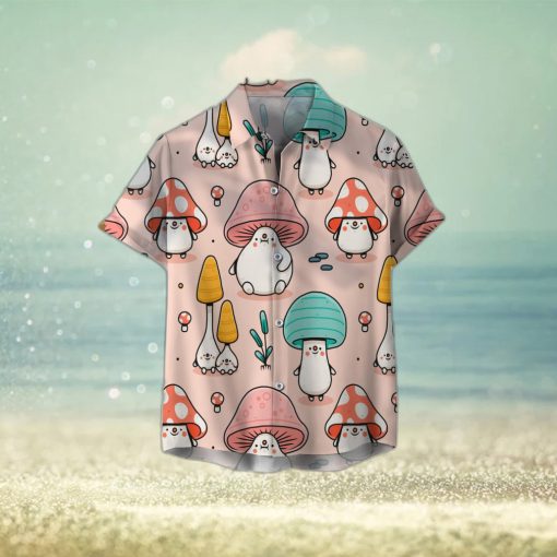 Cute Mushroom Unisex 3D Hawaiian Shirt Top Gift For Men And Women Holiday