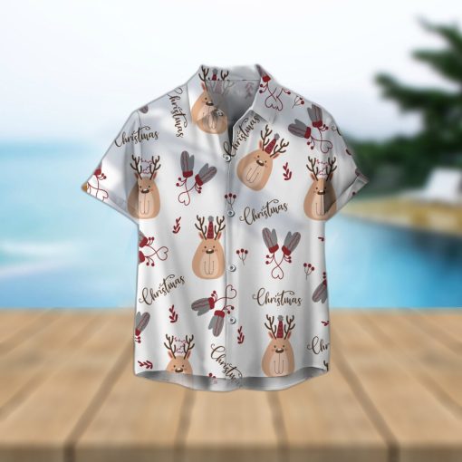 Cute Reindeer Christmas Unisex 3D Hawaiian Shirt Best Gift For Men And Women Holiday