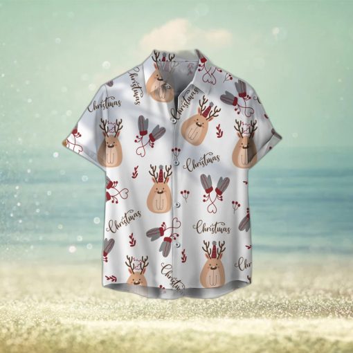 Cute Reindeer Christmas Unisex 3D Hawaiian Shirt Best Gift For Men And Women Holiday