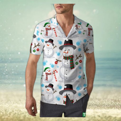 Cute Snowman Christmas Unisex 3D Hawaiian Shirt Handmade Gift For Men And Women Holiday