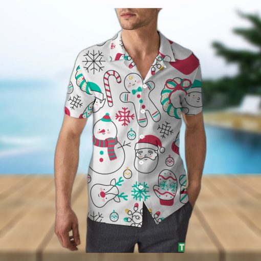 Cute Snowman Christmas Unisex 3D Hawaiian Shirt High Quality Gift For Men And Women Holiday