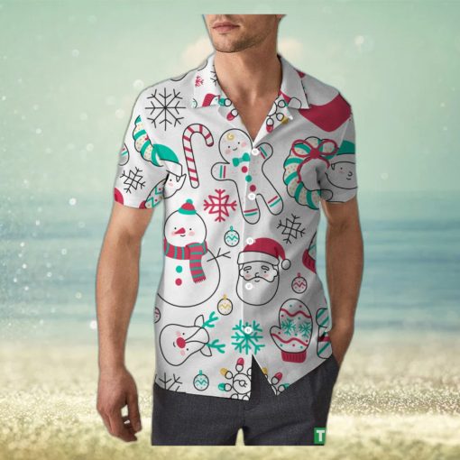 Cute Snowman Christmas Unisex 3D Hawaiian Shirt High Quality Gift For Men And Women Holiday