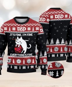 D&D Dragon Sweater Funny Cat It’s Fine Everything Fine 3D All Over Printed Ugly Christmas Sweater