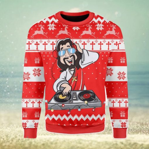 DJ Jesus Funny Party Ugly Christmas Sweater Xmas Gift Men And Women Christmas Sweater