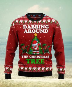 Dabbing Around The Tree Santa Claus And Goblin Ugly Christmas Sweater Gift Men Women