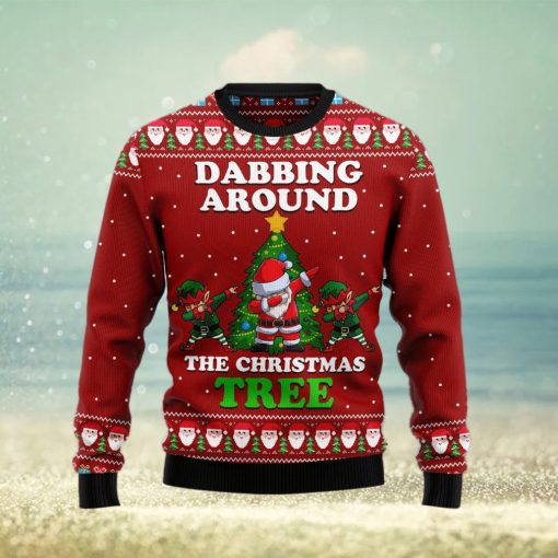 Dabbing Around The Tree Santa Claus And Goblin Ugly Christmas Sweater Gift Men Women