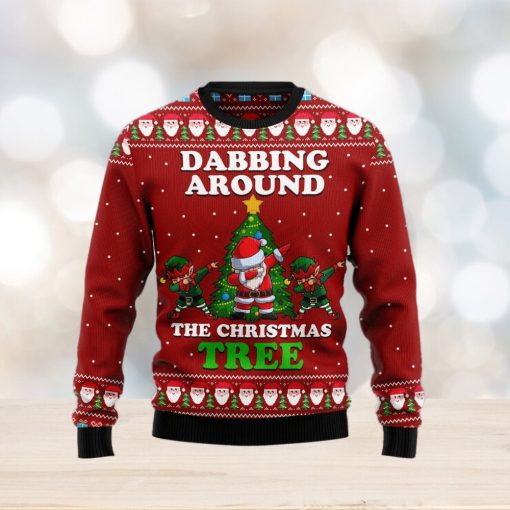 Dabbing Around The Tree Santa Claus And Goblin Ugly Christmas Sweater Gift Men Women