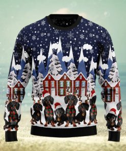 Dachshund Fireplace Ugly Christmas Sweater Gift Men Women