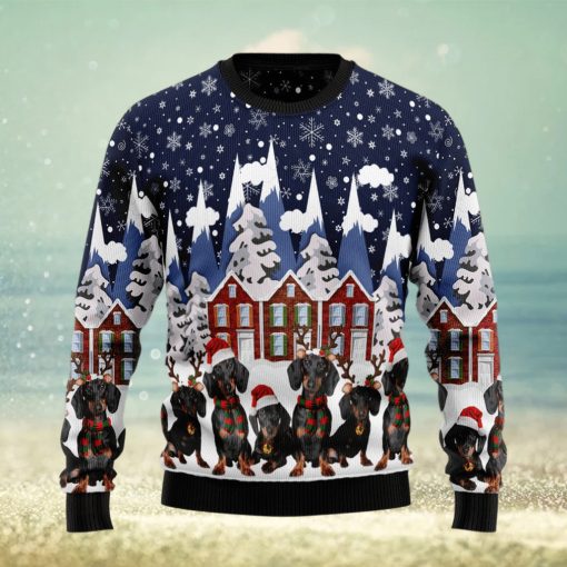 Dachshund Fireplace Ugly Christmas Sweater Gift Men Women