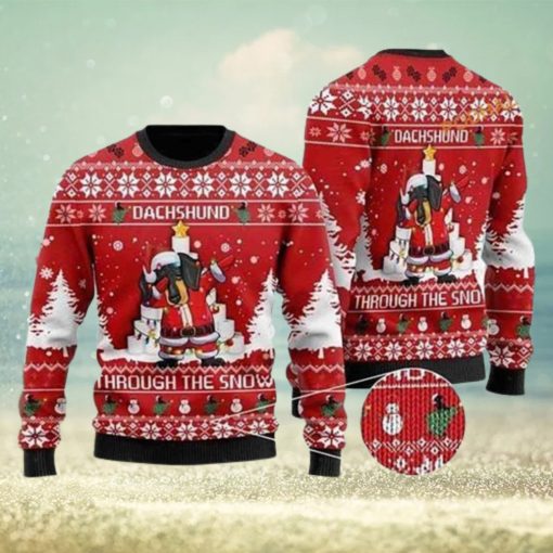 Dachshund Through The Snow Dabbing Ugly Christmas Sweater