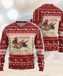 Dachshund Through The Snow Ugly Christmas Sweater Men And Women Christmas Gift Sweater