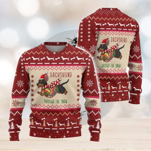 Dachshund Through The Snow Ugly Christmas Sweater Men And Women Christmas Gift Sweater