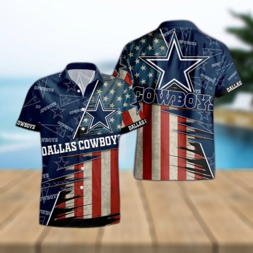 Dallas Cowboys American Flag Logo Hawaiian Shirt Vacation Gift For Men And Women Gift