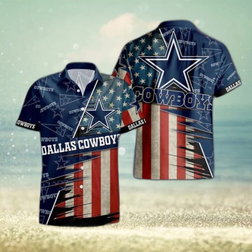 Dallas Cowboys American Flag Logo Hawaiian Shirt Vacation Gift For Men And Women Gift