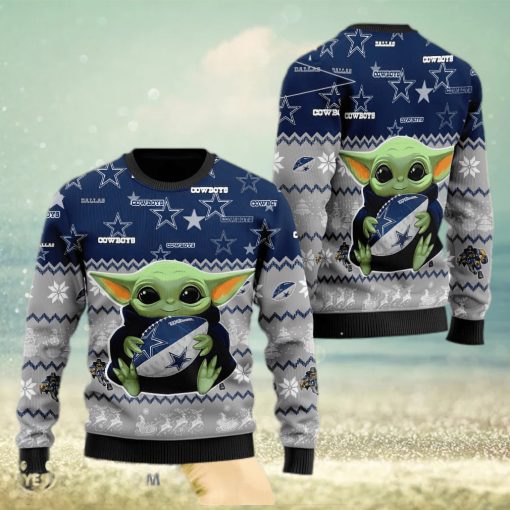 Dallas Cowboys Baby Yoda Shirt For American Football Fans Christmas Ugly Sweater Gift Holiday