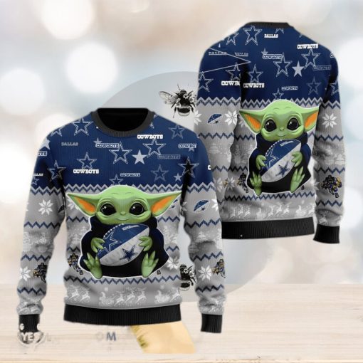 Dallas Cowboys Baby Yoda Shirt For American Football Fans Christmas Ugly Sweater Gift Holiday