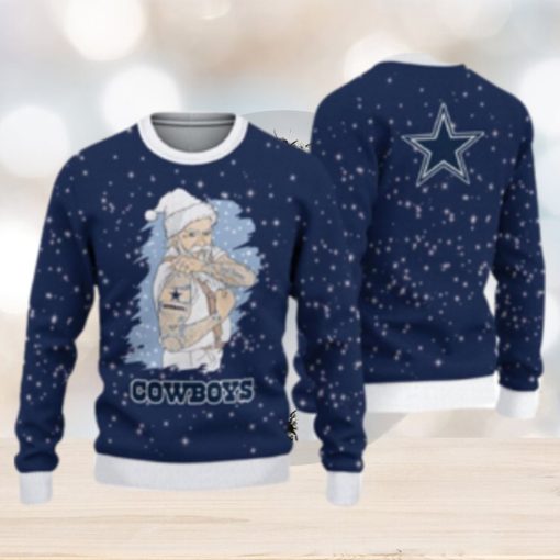 Dallas Cowboys Christmas Santa Claus Tattoo Ugly Christmas Sweater Cute Christmas Gift