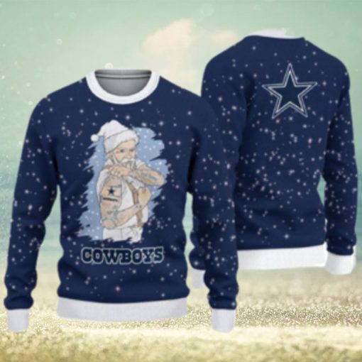 Dallas Cowboys Christmas Santa Claus Tattoo Ugly Christmas Sweater Cute Christmas Gift