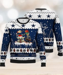 Dallas Cowboys NFL Baby Yoda And Baby Groot Ugly Christmas Sweater