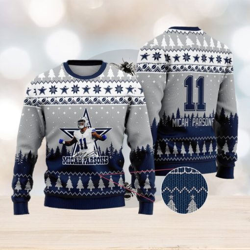 Dallas Cowboys – Micah Parsons #11 Custom Name And Number Ugly Christmas Sweater