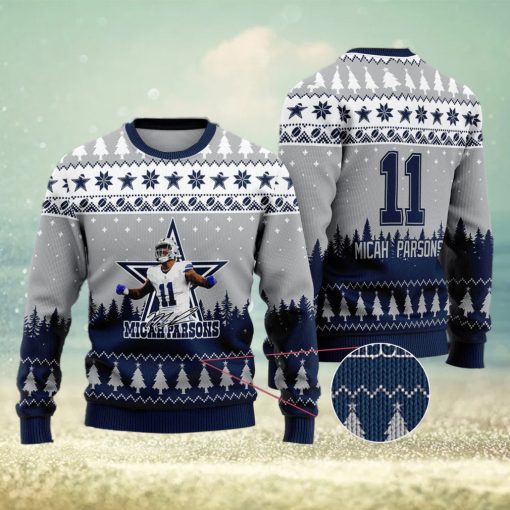 Dallas Cowboys – Micah Parsons #11 Custom Name And Number Ugly Christmas Sweater