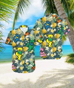 Dancing Bears Pineapple Tropical Forest Grateful Dead Hawaiian Shirt