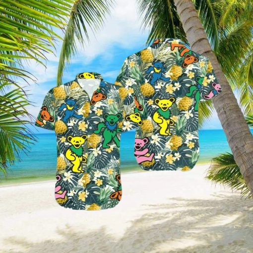 Dancing Bears Pineapple Tropical Forest Grateful Dead Hawaiian Shirt