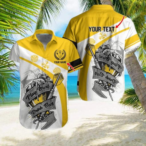 Darts Hawaiian Shirt Custom Name  Play Dart Drink Beer Darts Uniforms Personalized Aloha Hawaiian Shirts