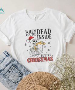Dead Inside But Its Christmas Funny Skeleton T Shirt