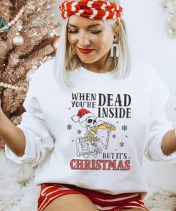Dead Inside But Its Christmas Funny Skeleton T Shirt