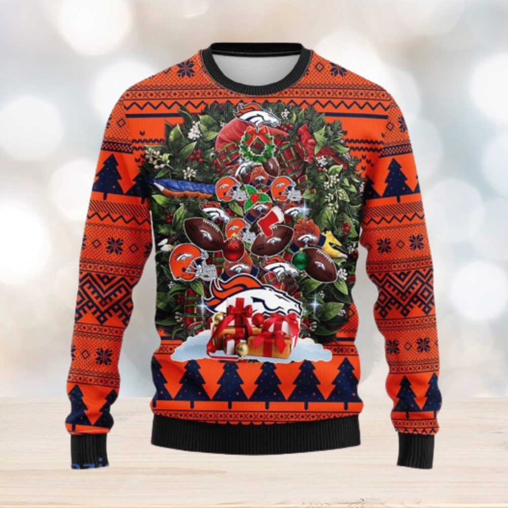 Denver Broncos Basic Pattern Ugly Christmas Sweater - Limotees