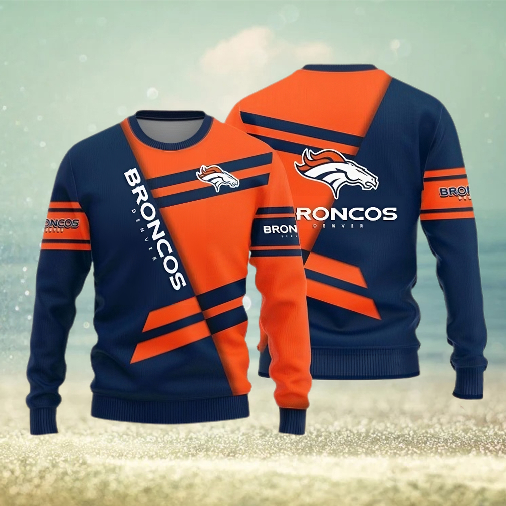 Denver Broncos Basic Pattern Ugly Christmas Sweater - Limotees
