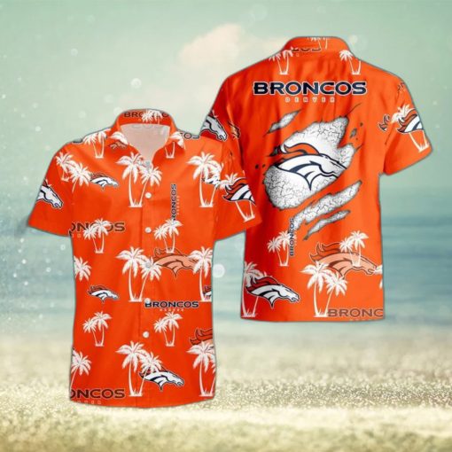 Denver Broncos Palm Tree Pattern Hawaiian Shirt Beach Summer Gift