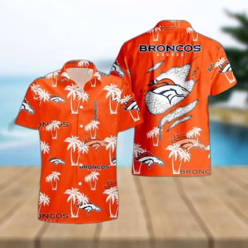 Denver Broncos Palm Tree Pattern Hawaiian Shirt Beach Summer Gift