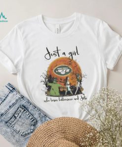 Design the nightmare before Christmas just a girl who loves halloween and new york jets shirt