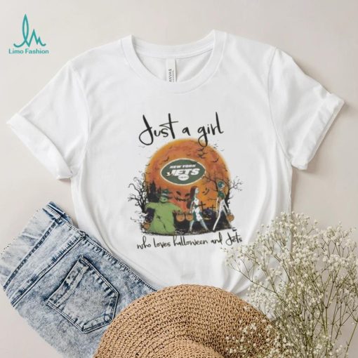 Design the nightmare before Christmas just a girl who loves halloween and new york jets shirt