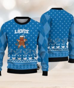 Detroit Lions Christmas Gingerbread Man Ugly Christmas Sweater Cute Christmas Gift