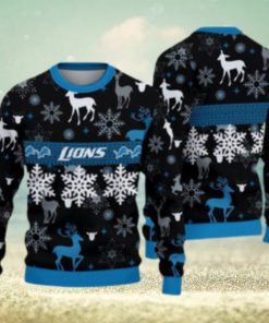 Detroit Lions Christmas Pattern Ugly Christmas Sweater Wreath AOP Gift For Fans