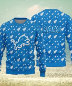 Detroit Lions Christmas Pine Tree Patterns Pattern Knitted Ugly Christmas Sweater AOP Gift For Men And Women