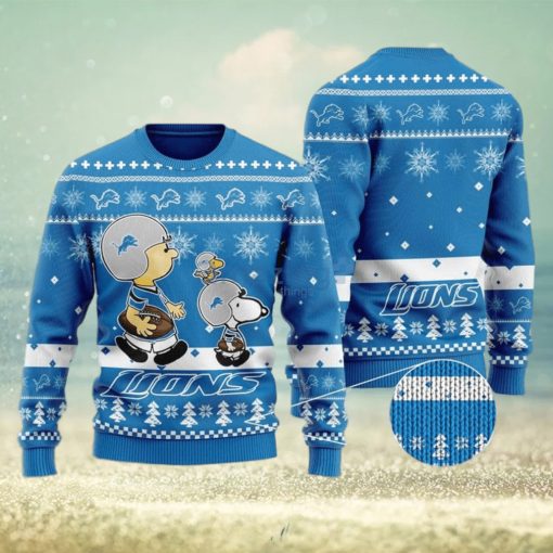 Detroit Lions Funny Charlie Brown Peanuts Snoopy Christmas AOP Sweater