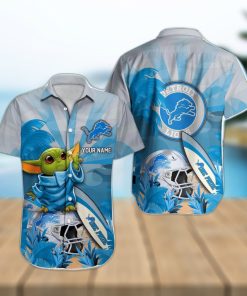 Detroit Lions NFL Baby Yoda Hawaiian shirt Custom Name Special Summer Gift For Fans