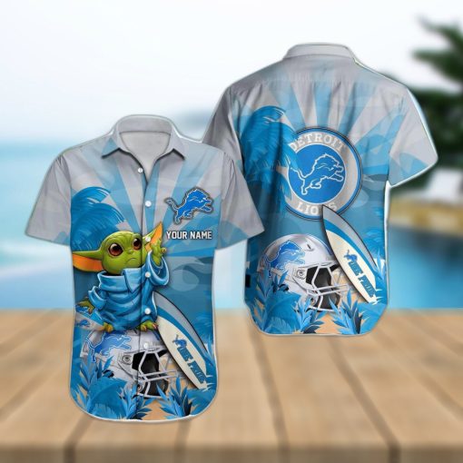 Detroit Lions NFL Baby Yoda Hawaiian shirt Custom Name Special Summer Gift For Fans