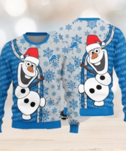 Detroit Lions Olaf Christmas Funny Knitted Ugly Christmas Sweater AOP Gift For Men And Women