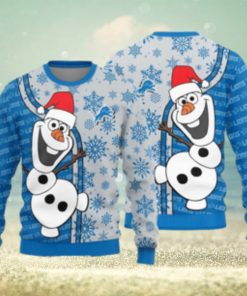 Detroit Lions Olaf Christmas Funny Knitted Ugly Christmas Sweater AOP Gift For Men And Women