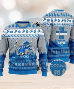 Detroit Lions – Aidan Hutchinson #97 One Detroit One Pride Ugly Christmas Sweater