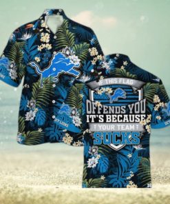 Detroit LionsHawaiian Shirt With Tropical Pattern If This Flag Offends You Its Because You Team Sucks