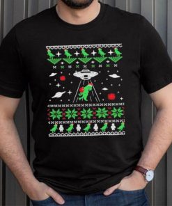 Dinosaur Ugly Christmas Sweater Alien Ufo T Rex Abduction Shirt